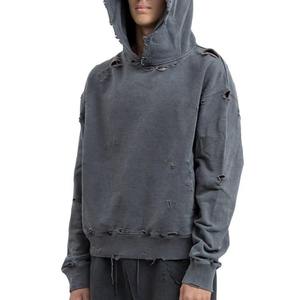 Sudadera con Capucha Extra Grande para Hombre, Lavada a la Piedra, Estilo Desgastado, de Algodón, Felpa Francesa, Sudadera con Capucha de Alta Calidad para Hombre - Product Image 2
