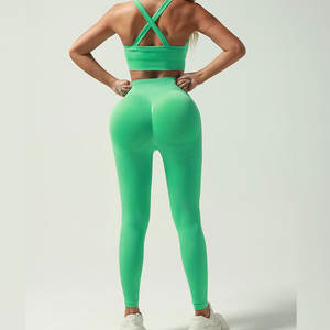 Vente chaude Dames Gym Fitness Vêtements Respirant Sans Couture Yoga Costume Ensemble Fait Spandex Polyester Écologique Personnalisé Avant - Product Image 4