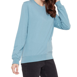 Sudadera de invierno para mujer, calidad más vendida, de gran tamaño, OEM, tamaño personalizado, logotipo estampado en la parte delantera, transpirable, respetuoso con el medio ambiente, Color sólido - Product Image 4