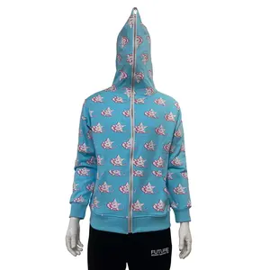 Sweats à capuche de mode décontractés imprimés de style Ninja avec fermeture éclair complète vente en gros de sweatshirts à capuche personnalisés pour hommes