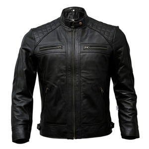 Chaqueta informal de cuero genuino para hombre que ofrece una opción de moda atemporal con cremalleras fuertes y Cuello de camisa clásico - Product Image 1