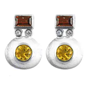 Boucles d'oreilles tendance vintage pour femmes en argent 925, coupe poire, citrine, grenat, plaqué or, or rose, pierre principale perle, pierre précieuse - Product Image 1