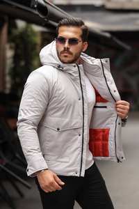 Abrigo de invierno para hombre, impermeable, con capucha, grueso, relleno, transpirable, pantalones de entrenamiento para correr, cierre de cremallera - Product Image 2