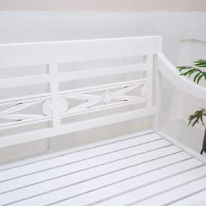 Banco de Patio de Madera de Teca Sólida Bitsy, Banco de Jardín para Exteriores con Acabado Pintado en Blanco - Product Image 4