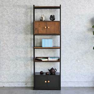 Estante Decorativo KTB68181 con Marco de Hierro, 54x28x160cm, Tipo Vertical, Hecho de Madera de Caucho para Sala de Estar - Product Image 2