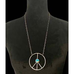 Collier tendance bohème Linda Lincoln Sonoran Rose Turquoise & Opale avec signe de la paix, plaqué or, chaînes en argent sterling, cadeau - Product Image 2