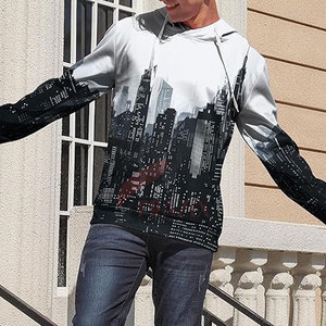 เสื้อฮู้ดพิมพ์ลาย3D ของผู้ชายเสื้อสวมหัวสีพื้นพิมพ์ลาย3D ดีไซน์ตามสั่ง - Product Image 2