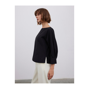 Chemisier en mélange de coton pour femme avec manches raglan et découpe en forme de coupelle - Product Image 6