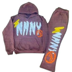 Survêtements en coton à 100% du Pakistan pour hommes automne et hiver nouvel ensemble deux pièces de couleur unie ensemble à la mode survêtement pour hommes - Product Image 1