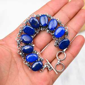 Lapis Lazuli <b>Bracelet</b> 925 Sterling <b>Silver</b> Handmade Gemstone <b>Bracelet</b> Jewelry Gift For Wedding Christmas Women - Product Image 5
