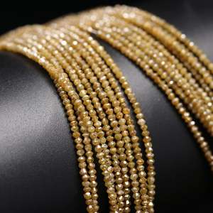 Diamants ronds facettés de haute qualité, diamants jaunes naturels, perles pour la fabrication de bijoux, vente en gros, prix d'usine. - Product Image 1