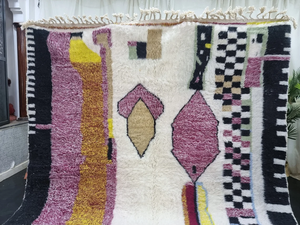 100% Wool Moroccan Handmade <b>Rug</b> 8x10 Size <b>Hand</b> Knotted Orange And Blue <b>Rug</b> For Home Decor Abstract <b>Rug</b> - Product Image 5