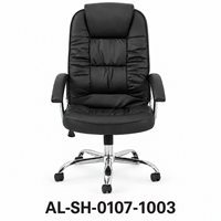 Chaise de bureau de direction moderne en cuir PVC noir, accoudoirs rembourrés, finition chromée, base à cinq étoiles, hauteur réglable pour manager