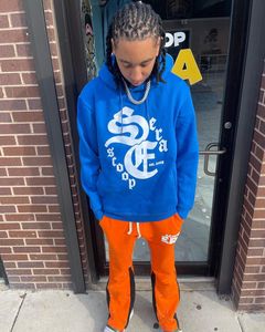 Pull-over à capuche et pantalon de survêtement évasé à impression numérique unisexe 100% coton Survêtement d'hiver écologique pour hommes - Product Image 5