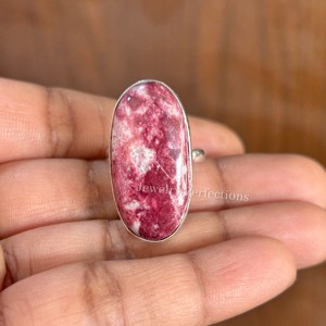 Anillo Ovalado de Plata de Ley 925 con Piedra Preciosa de Tulita Rosa Original, Venta al por Mayor, Tendencia, Precio de Fábrica, Joyería para Mujer - Product Image 1