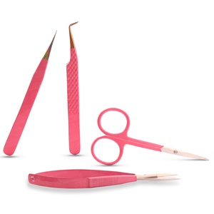 Pinzas Japonesas de Acero Inoxidable de Alta Calidad con Punta Rosa para Extensión de Pestañas, con Tijeras y Logotipo Personalizado, Herramientas para Injerto de Pestañas - Product Image 4