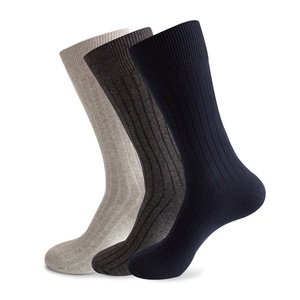 Chaussettes longues pour hommes en coton peigné rayé, couleur unie, grande taille, tendance 2025, double aiguille, haute qualité, meilleur prix - Product Image 2