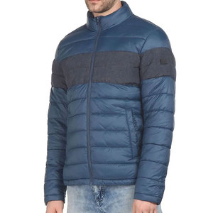 "Chaquetas de Hombre | Chaqueta acolchada para hombre azul marino con panel de pecho en contraste y cierre de cremallera, ropa de invierno elegante" - Product Image 3