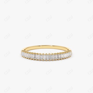 Anillo de Boda Clásico de Diamantes Cultivados en Laboratorio Hechos a Mano al por Mayor de Fábrica, Oro Sólido de 14k, Corte Baguette, Engaste de Púas de Burbuja, para Mujer - Product Image 3