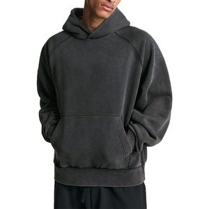 Hombres peso pesado de alta calidad 100% algodón de gran tamaño pulóver sudaderas con capucha logotipo personalizado de talla grande sudadera Unisex Jersey hombres Tops - Product Image 5