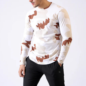 T-shirt pour homme à manches longues 100% coton, séchage rapide, col rond, avec impression par sublimation, tissu tricoté, livraison directe d'usine - Product Image 1