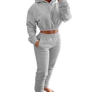 Personalizable mujer cremallera en blanco desgastado lavado ácido chándal Jogger mujer chándales recortada Sudadera con capucha y conjunto corto Mujer - Product Image 2