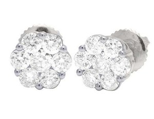 ต่างหูคลัสเตอร์ดอกไม้ที่มีเพชรที่โตแล้วสร้างขึ้นในสไตล์10K ทองสำหรับผู้หญิง - Product Image 2