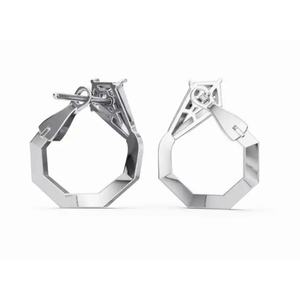 Boucles d'oreilles exclusives en or 14 carats Victoria Timeless Structure avec diamants de laboratoire taille ronde, vente en gros pour les professionnels - Product Image 3