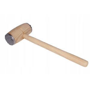 Attendrisseur à viande en bois de hêtre, tête métallique double face, manche poncé 30 cm, maillet de cuisine, vente en gros, logo personnalisé - Product Image 1