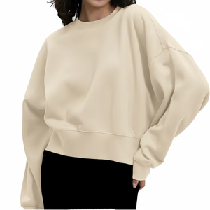 Wholesale Women Long Autumn Oversized Sweatshirt Soft Fleece 100% Cotton Winter Casual Street <b>Top</b> Front - Product Image 4