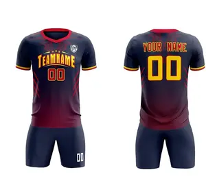 Individuelle atmungsaktive Fußballbekleidung Komplettsatz Fußballuniform Fußball-T-Shirt Fußball-Set-Uniformen-Sets sublimiert günstige Fußballtrikots