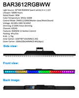 Lampu Sorot Dinding LED Profesional 36*4W RGBWW 4in1 12 Seksi Kontrol DMX512 Linear Stage Bar Light untuk Pernikahan, Luar Ruangan, Hotel, Taman