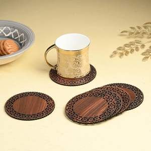 Stylish Walnut Wood <b>Coasters</b> <b>for</b> Home Office or Christmas <b>for</b> Table Use Elegant Cups <b>Drinks</b> Holder - Product Image 4