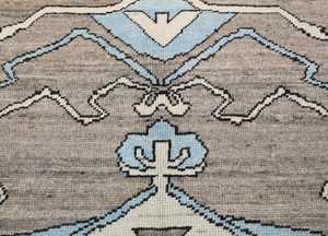 Tapis d'intérieur Oushak contemporain moderne, noué à la main en laine/soie, design turc original, taille personnalisée, motif abstrait, lavable - Product Image 3