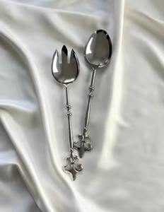 Juego de servidor de ensalada hecho a mano, cubiertos de acero con espejo y asas de plata natural, opción de regalo personalizada perfecta - Product Image 5