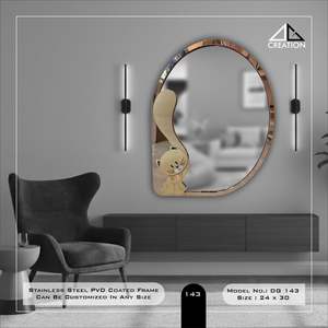 Miroir de salle de bain avec cadre en acier inoxydable durable, revêtement PVD, réflexion claire pour les espaces intérieurs modernes, en provenance d'Inde - Product Image 2