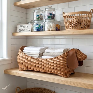 Cesta Hecha a Mano Ecológica para Perros Dachshund, de Ratán Natural Tejido, Moderna, Multifuncional, Rectangular, de Hanoi - Product Image 6