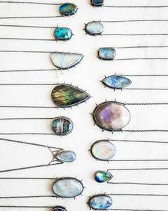 Colgante de Plata de Ley 925 con Baño de Oro de 14K y Piedras Mixtas, Diseño de Luna con Madreperla, Estilo Vintage, 10x20mm, para Niños, Venta al Por Mayor - Product Image 5