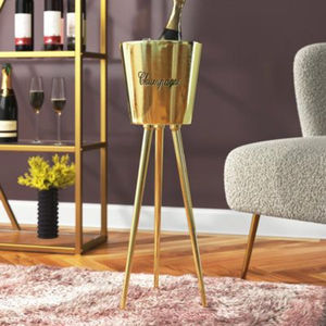 Seau à glace à vin en or royal avec support Baignoire à champagne moderne en acier inoxydable pour bar, hôtel, fête, boissons - Product Image 2