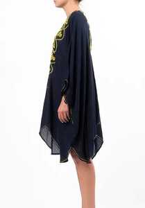 Vestido caftán floral bordado corto para mujer, manga larga, ropa de fiesta de Resort en la playa para bodas en la playa o reuniones nocturnas - Product Image 2