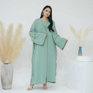 Abaya longue en soie anti-plis de Dubaï, style vintage, haute qualité, faite à la main, pour femmes musulmanes, idéale pour la prière - Product Image 1