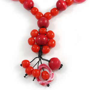 Collier élégant bohème en résine perlée, avec perles rouges en forme de boule, bijou tendance pour femme, pièce maîtresse de la mode féminine - Product Image 3
