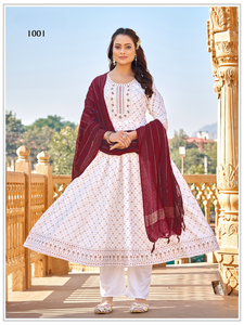 Conjunto de Vestido Anarkali de 3 Piezas de Calidad de Exportación, 14 kg de Rayón con Bordado de Lentejuelas, Vestido Anarkali de Diseñador Indio - Product Image 2