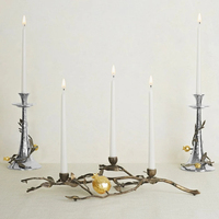 Ensemble de porte-bougies en métal de luxe avec design en forme de branche, feuilles argentées et dorées, décoration de Noël pour la maison, centre de table pour mariage