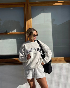 Sweat-shirt oversize décontracté pour femme, col montant, poids moyen, polyester/coton, logo personnalisé sur le devant, pour l'hiver - Product Image 4