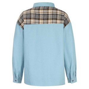 แจ็กเก็ตผ้ายีนส์แขนยาวสำหรับผู้หญิงแจ็คเก็ตระบายอากาศได้ดีสีฟ้าอ่อน - Product Image 4