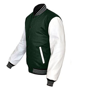 Excelente chaqueta de lana de manga de cuero blanco genuino Letterman College Varsity para hombres logotipo personalizado frente Formal CollegeBaseballjacket - Product Image 2