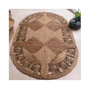 最小设计环保高品质圆形稻草地毯装饰地板水葫芦地毯批发越南制造