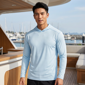 Sudadera con Capucha Azul Claro para Hombre, Manga Larga, Corte Regular, Tejido de Felpa, Poliéster Ecológico, Secado Rápido, Informal, para Primavera - Product Image 3