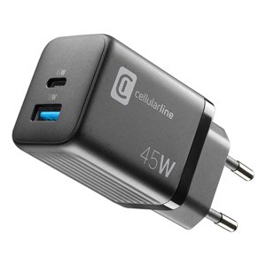 Cargador de Coche MULTIPOWER MICRO 45W GaN con Entrega de Energía, USB Tipo-C y Tipo-A, Adaptador de Viaje Negro ACHUSBGAN2PD45WK - Product Image 1